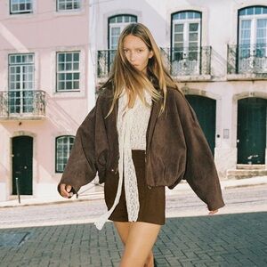 Zara brown and lace jump suit romper